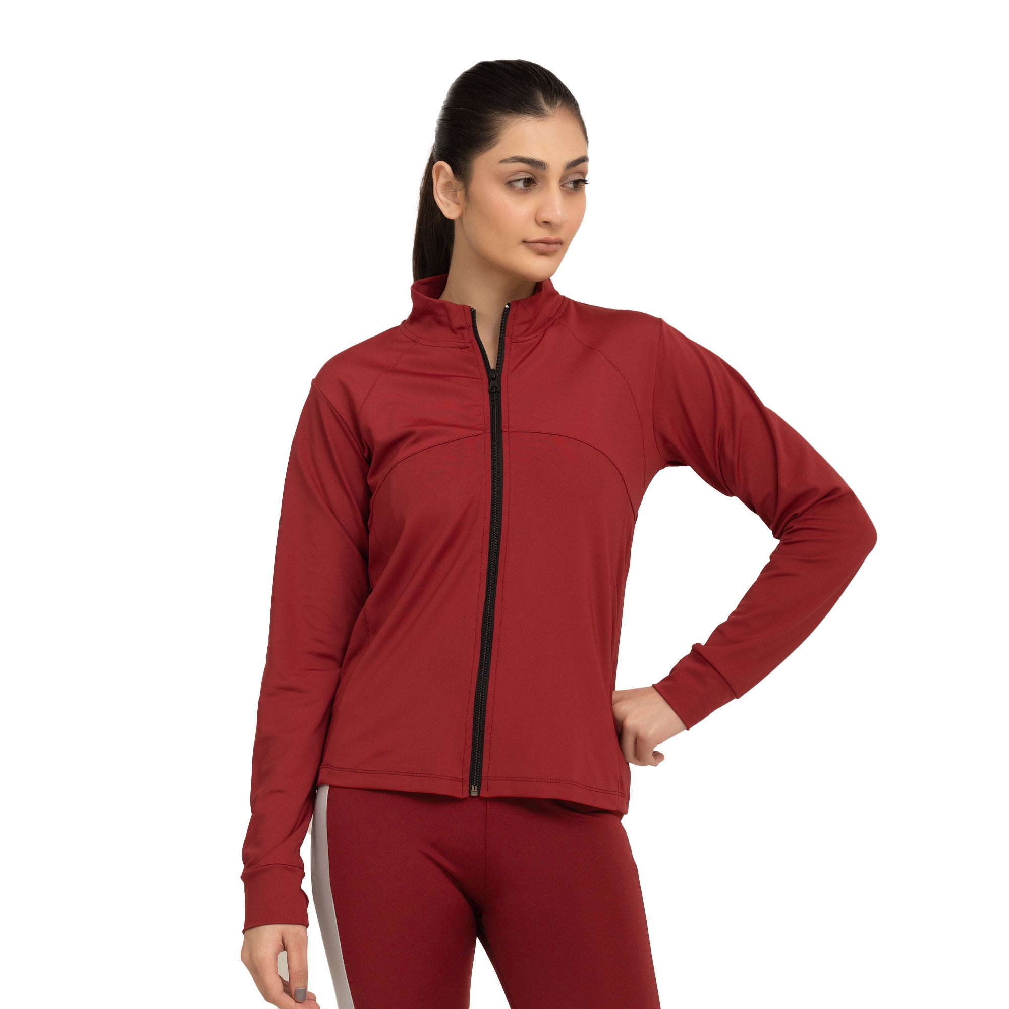 Femme Fit Zipper Jacket - Maroon