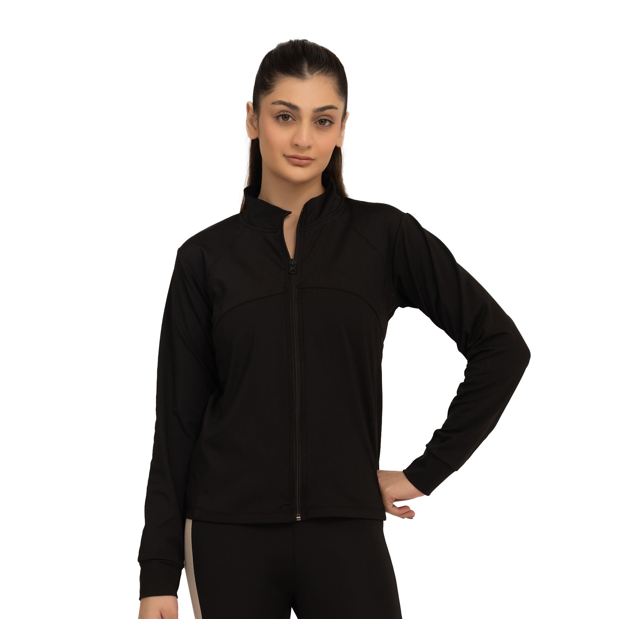 Femme Fit Zipper Jacket - Black