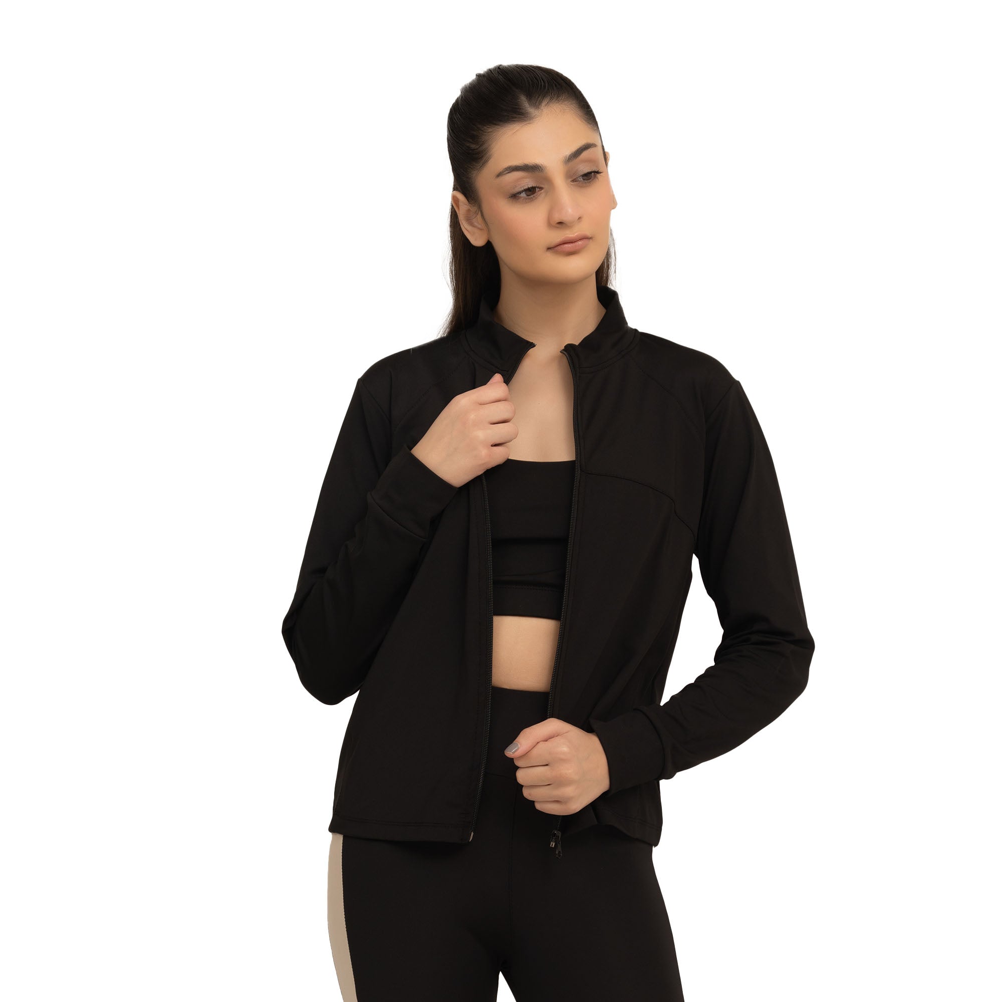 Femme Fit Zipper Jacket - Black