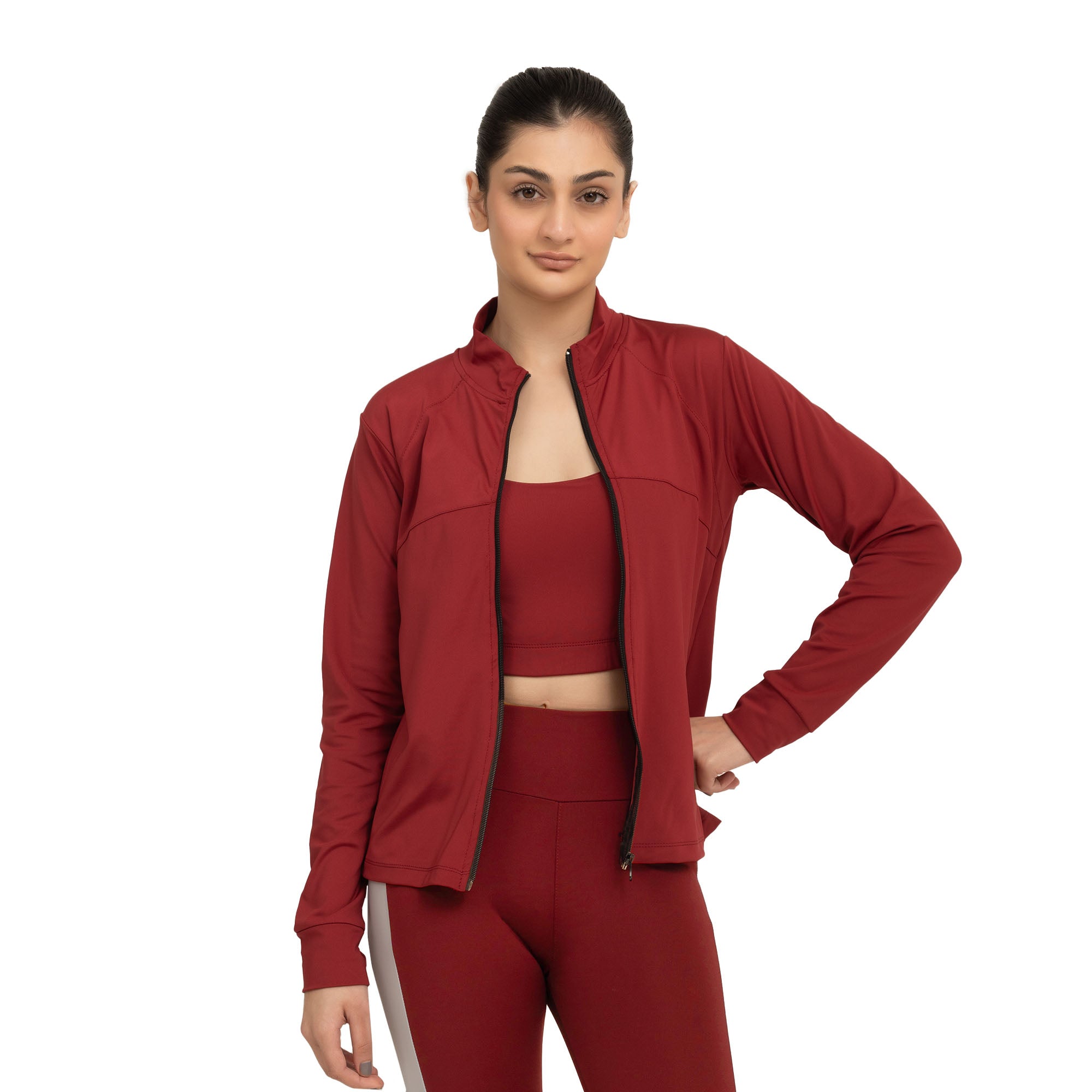 Femme Fit Zipper Jacket - Maroon