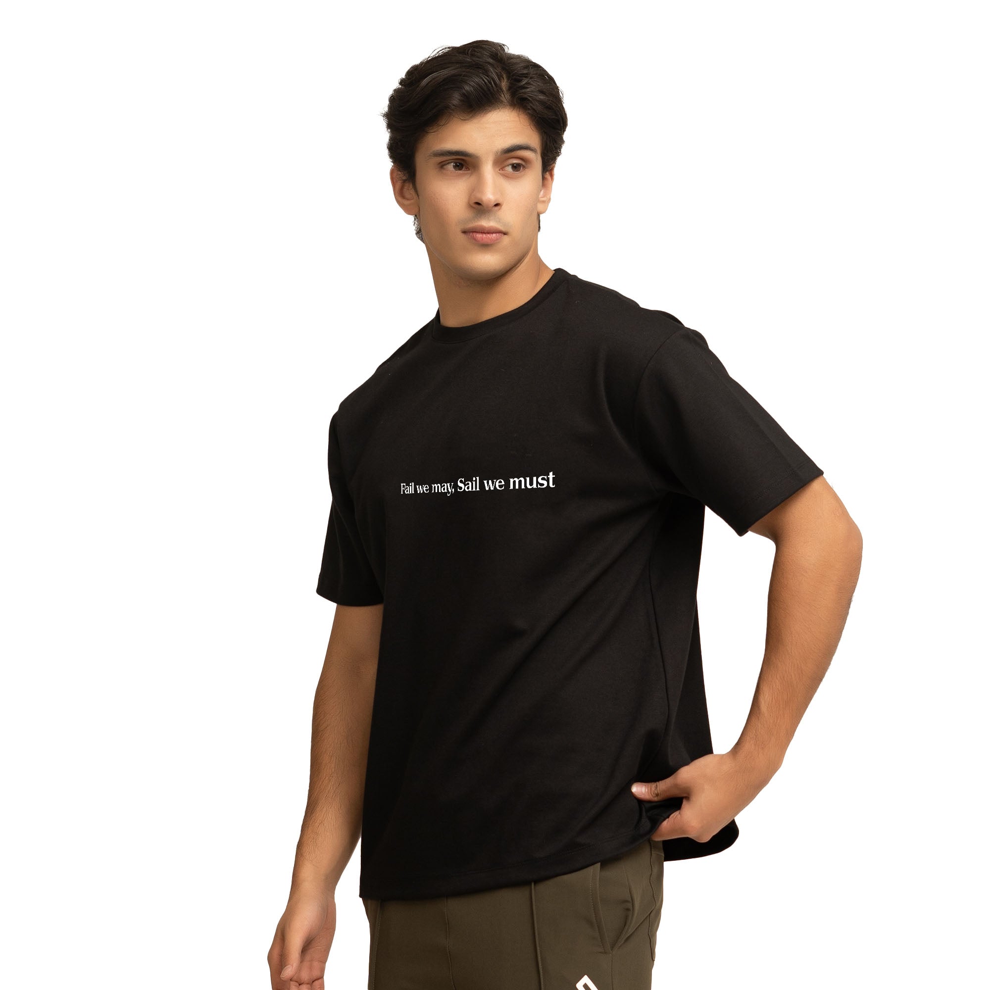Pledge Oversize Tee with Text - Black