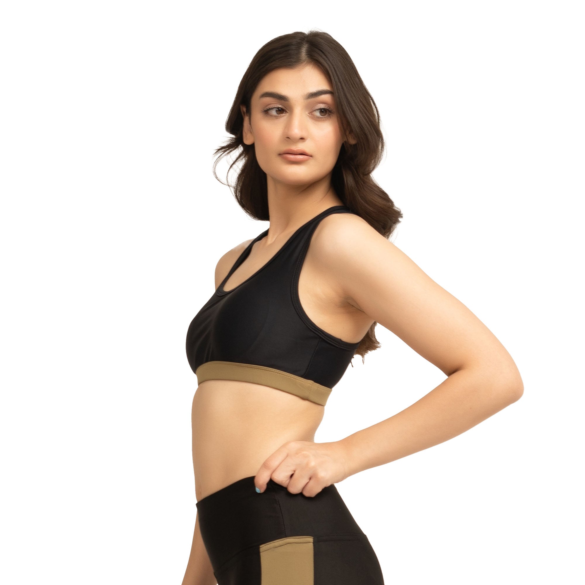 Allure Sports Bra - Black/Brown