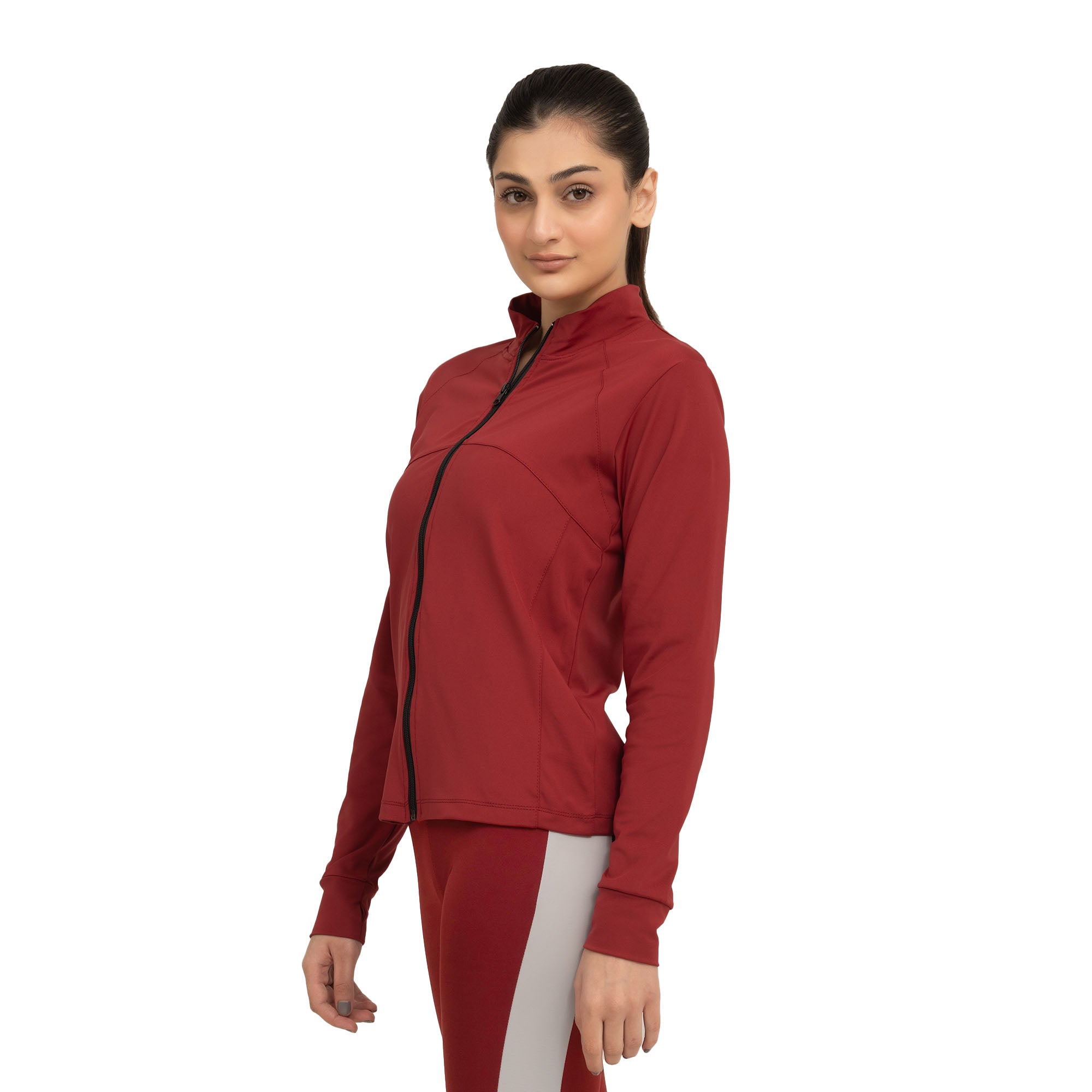 Femme Fit Zipper Jacket - Maroon
