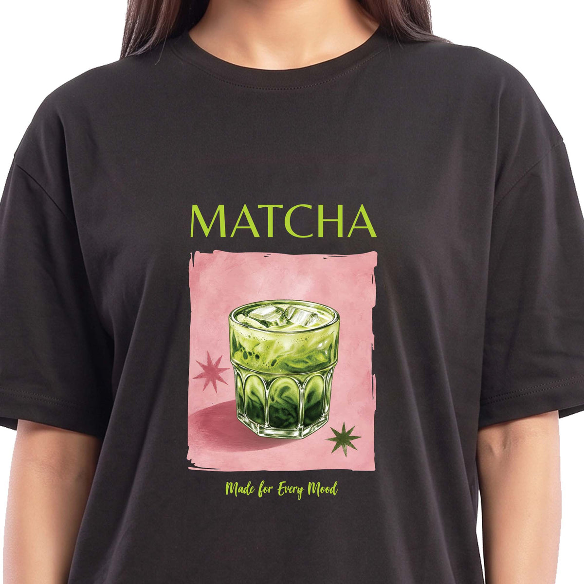Matcha Mood Oversized Tee - Black