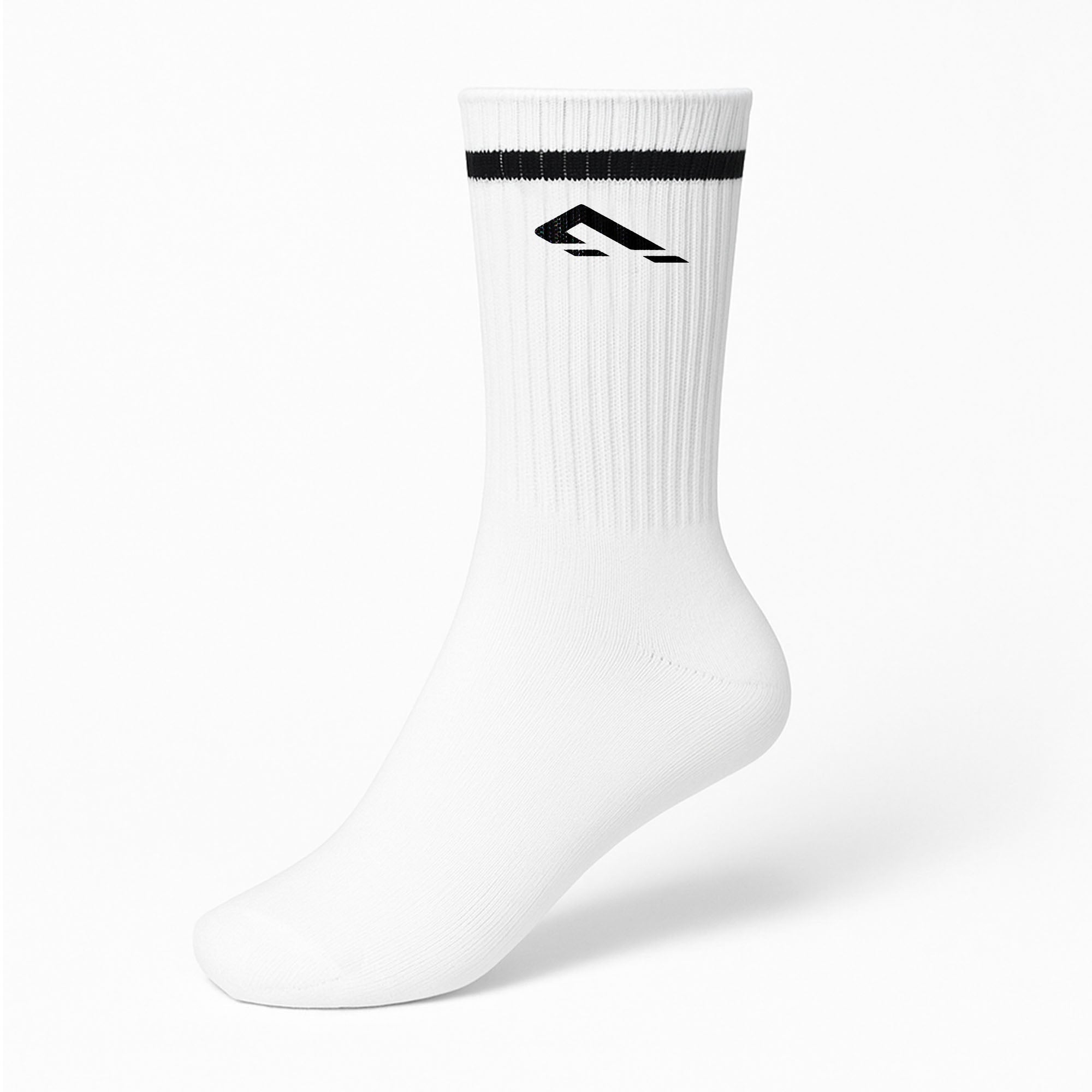 Powerknit Crew Socks - Light Grey/black/white