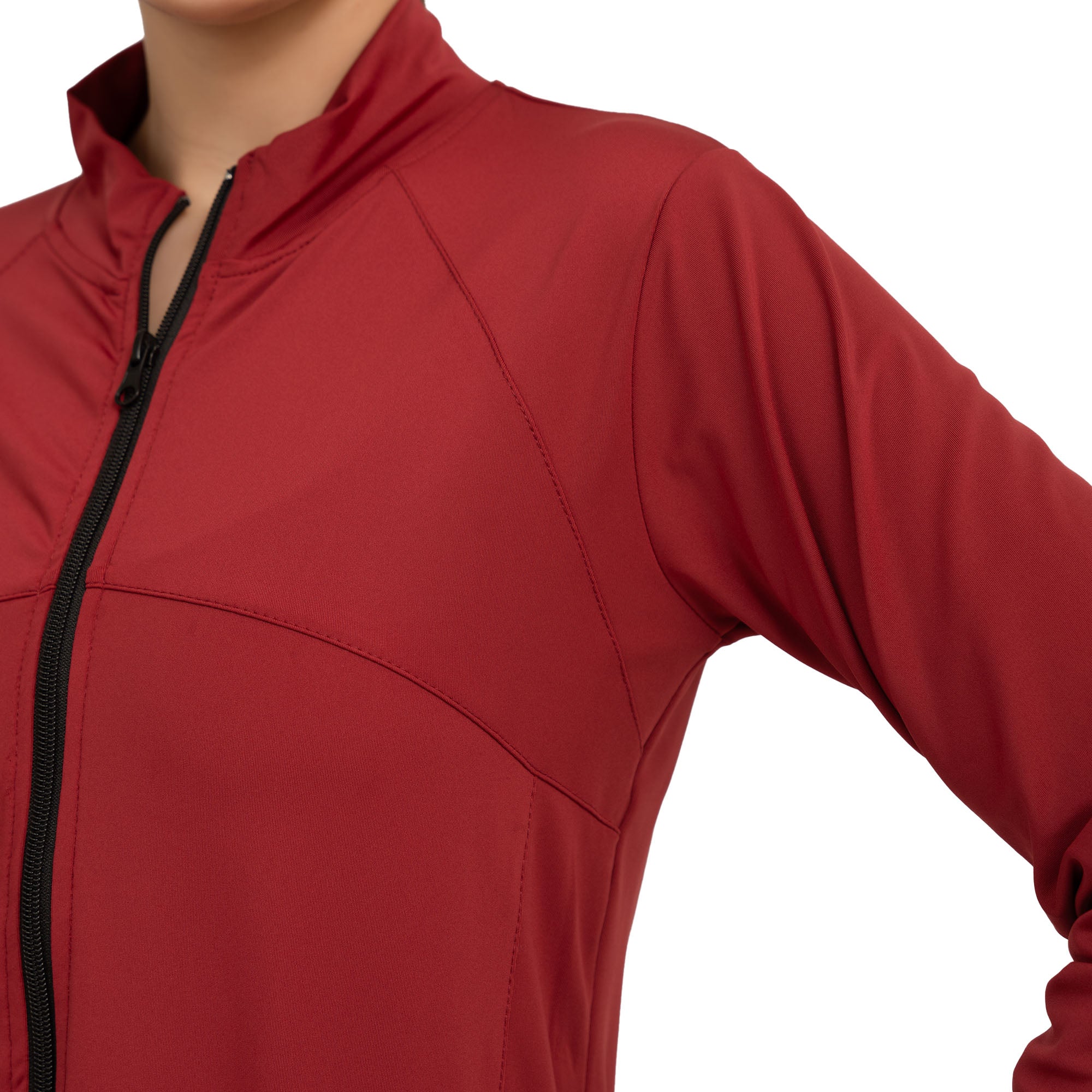 Femme Fit Zipper Jacket - Maroon