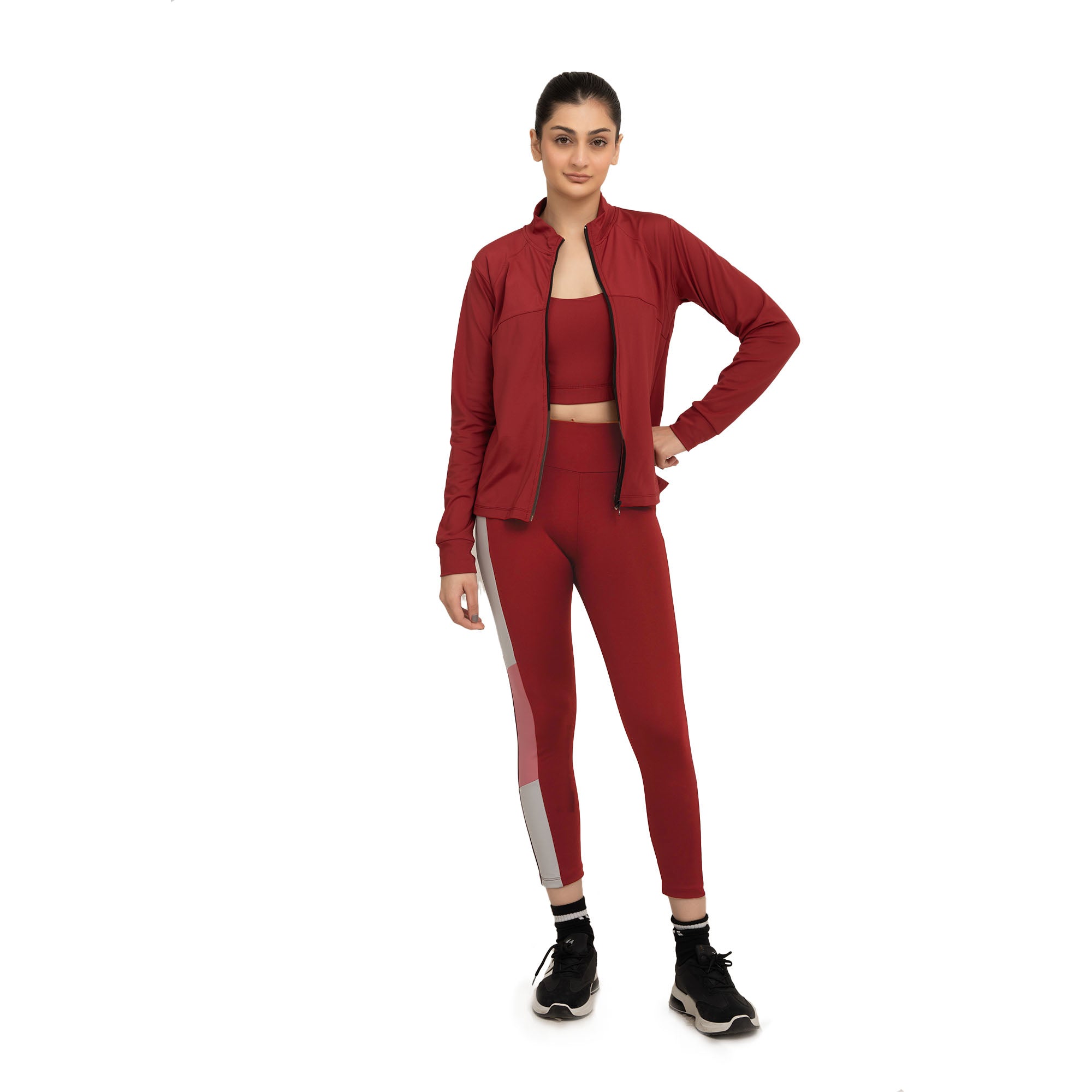 Femme Fit Zipper Jacket - Maroon
