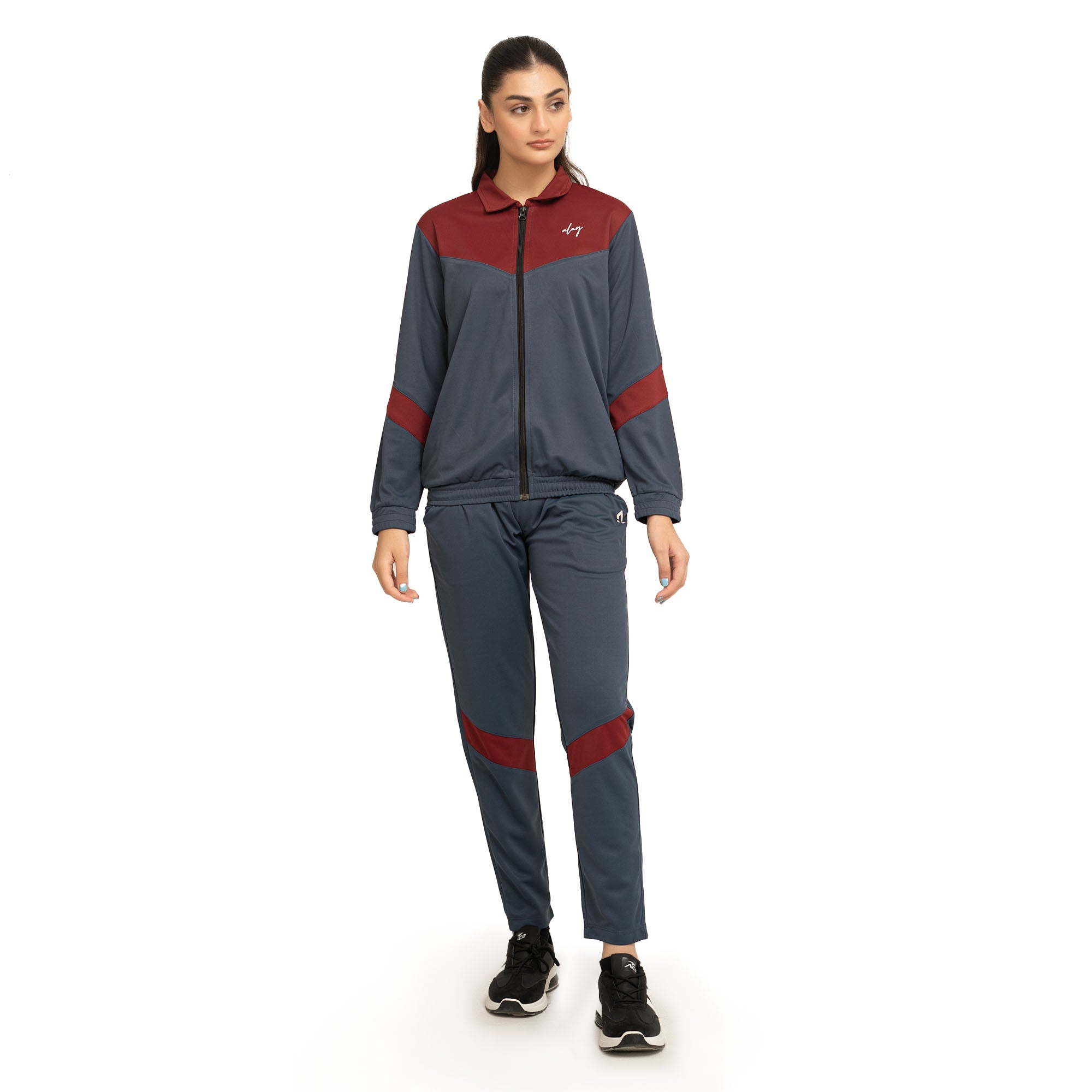 Wave Tracksuit - Navy/Maroon