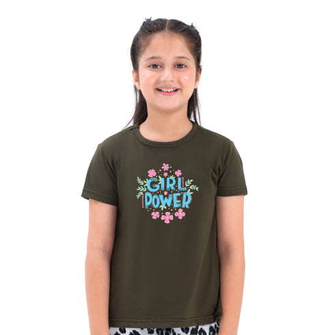 Fantasy Girl Power Tee - Dark Green