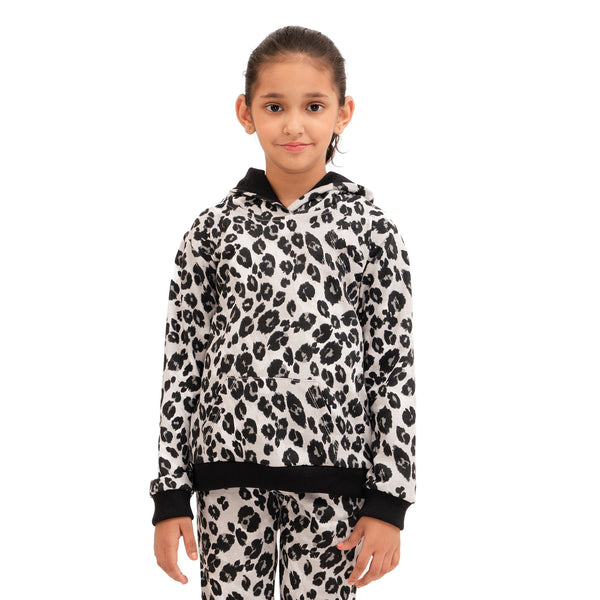 Super Girl Hoodie - Grey Leopard