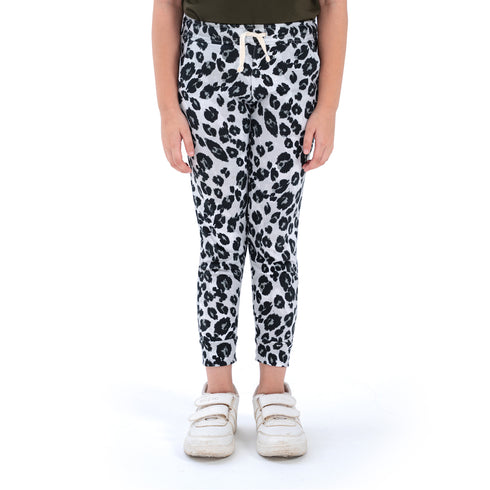 Super Girl Trousers - Grey Leopard Print