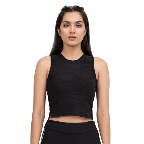 Aura 2-in-1 Crop Top - Black