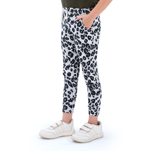 Super Girl Trousers - Grey Leopard Print