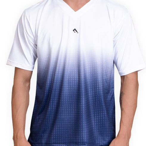 Fusion V-Neck - Blue/White