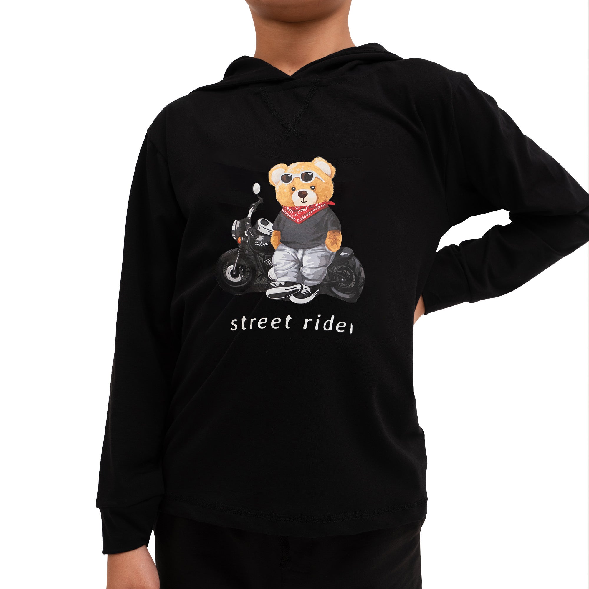 Summer Bear Hoodie - Black