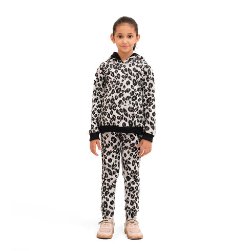 Super Girl Hoodie - Grey Leopard