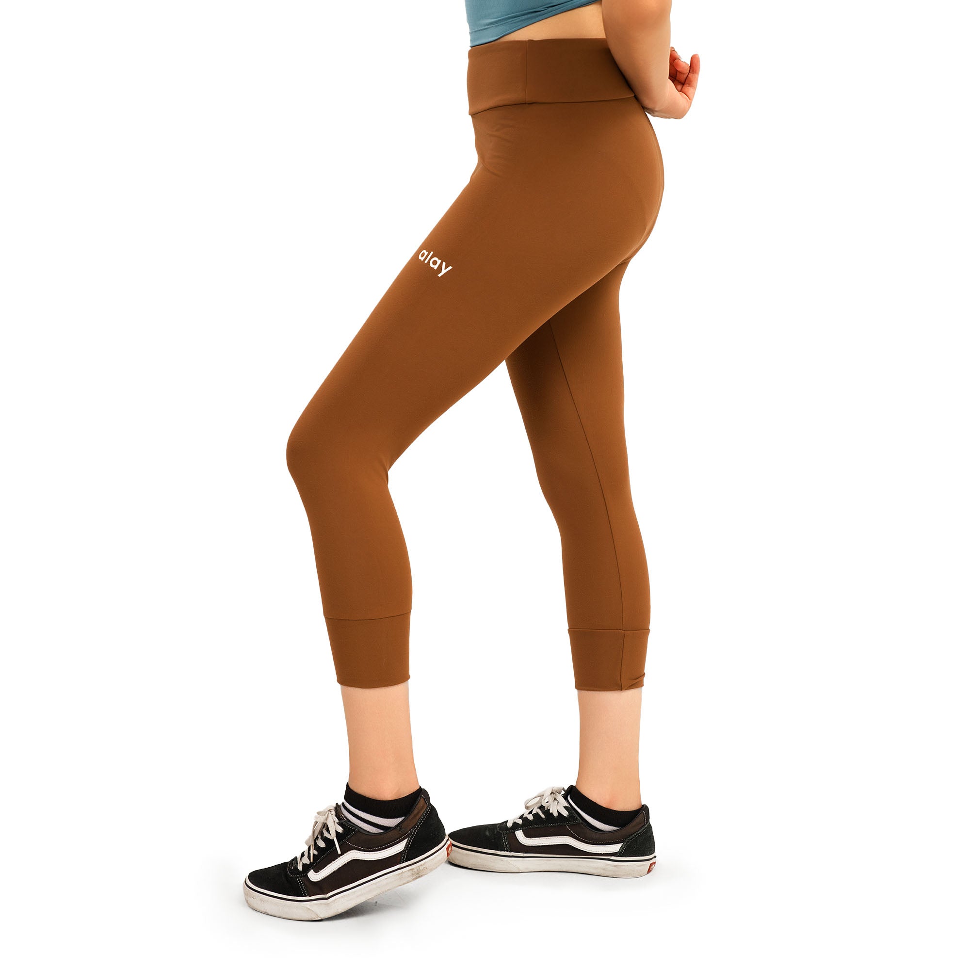 Spark Cropped Leggings - Brown