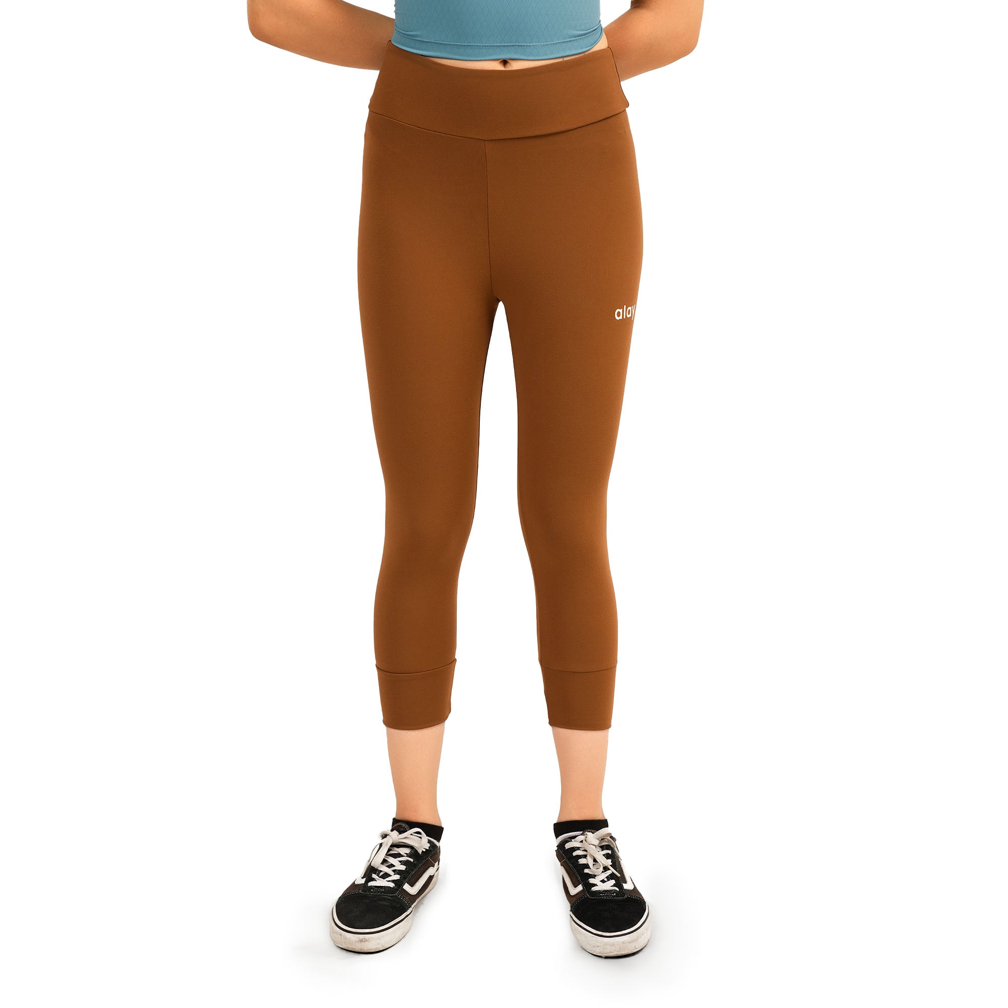 Spark Cropped Leggings - Brown