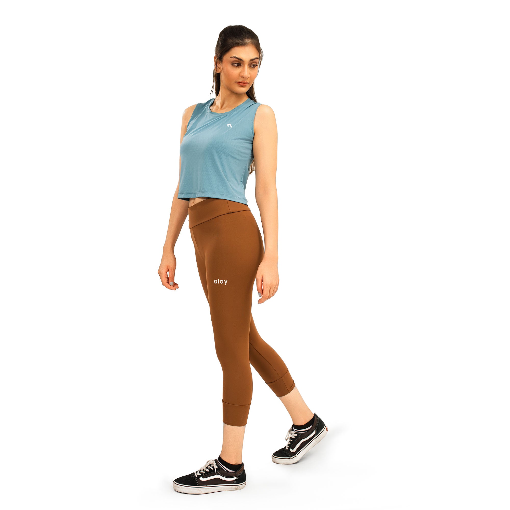 Spark Cropped Leggings - Brown