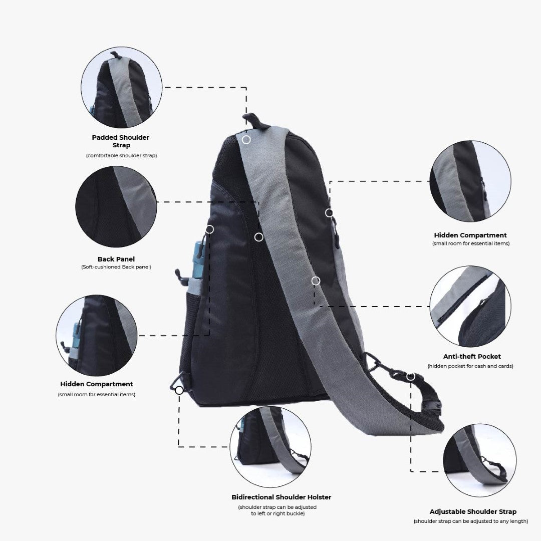 Anti-Theft Crossbody Bag - Grey