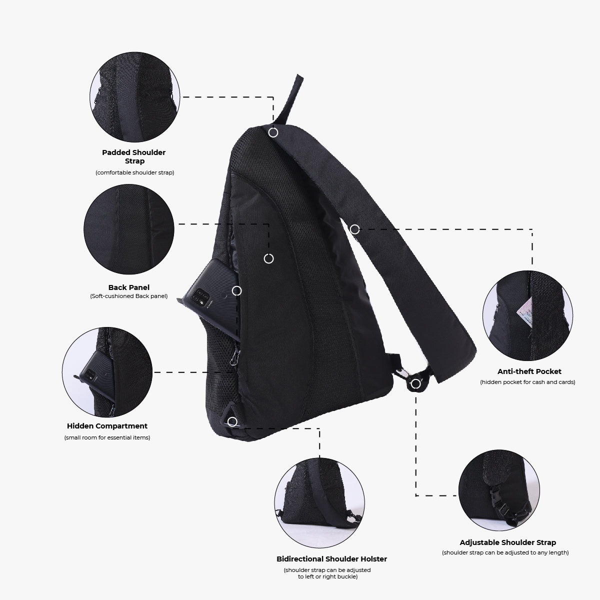 Anti-Theft Crossbody Bag - Black