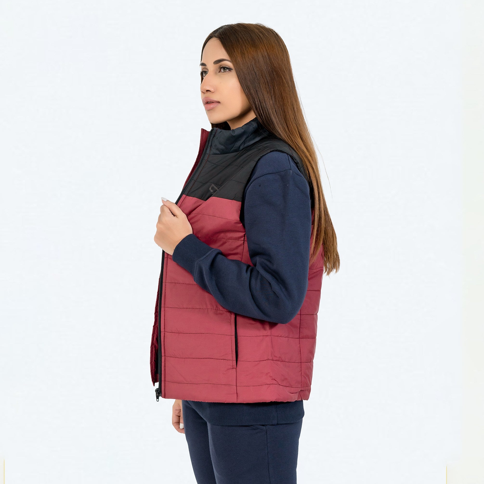 Prestige Puffer Vest Maroon/Black